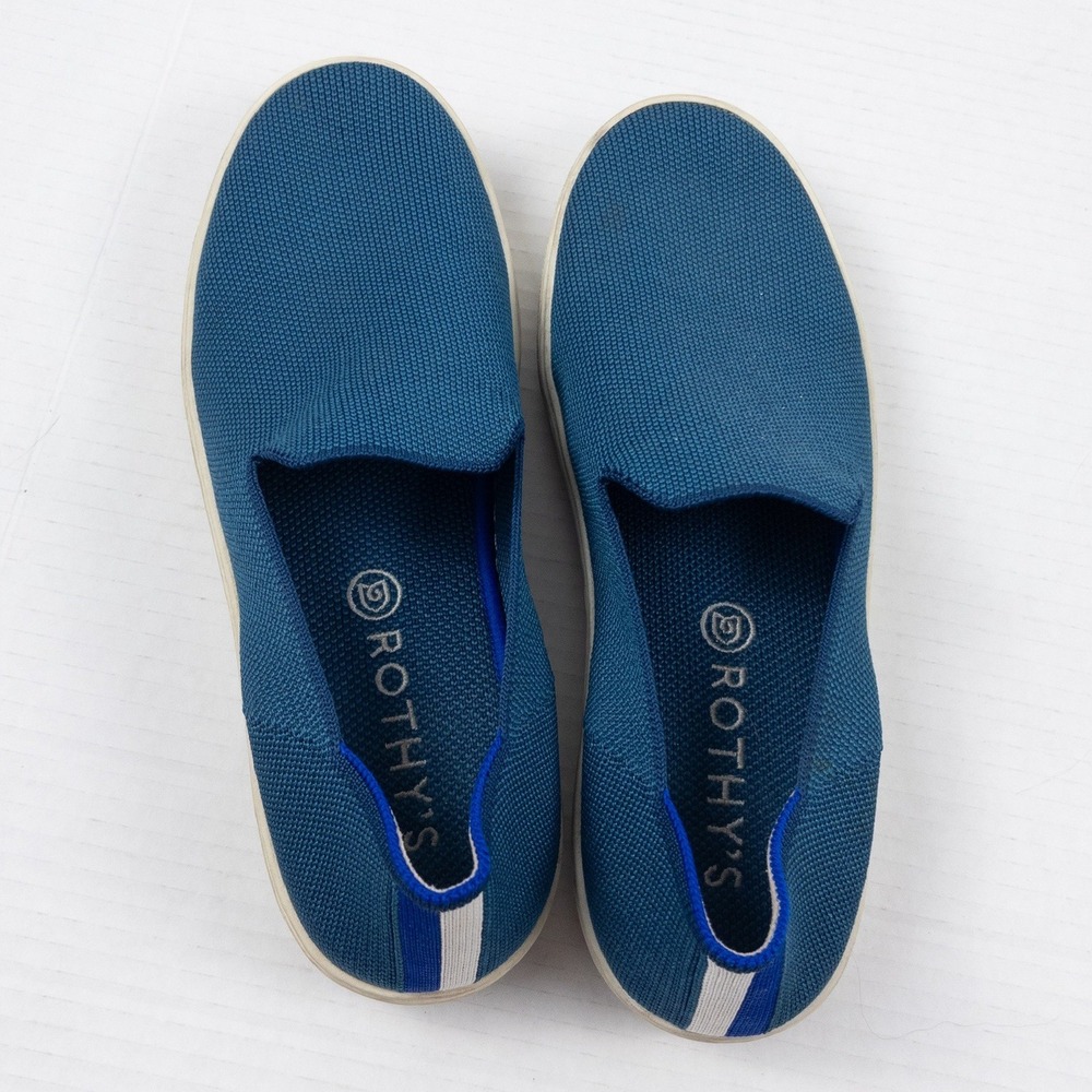 Rothys The Original Slip On Sneaker Womens 8.5 Teal Blue Washable‎ Casual Flat
